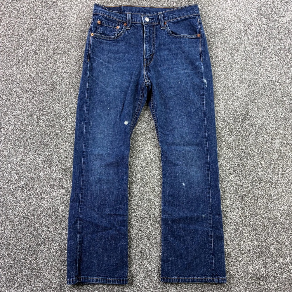 Levi's 527 Jeans Mens 32x30‎ Blue Slim Bootcut Denim Distressed Faded Dark Wash